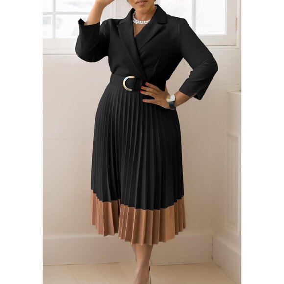Women's Long Sleeve Blazer Dress Elegant Office Work Formal Casual - Picture 2 of 5